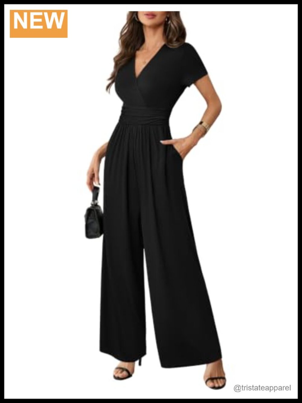 LOOKBOHO Womens Jumpsuit Dressy Casual Short Sleeve Wide Leg Romper